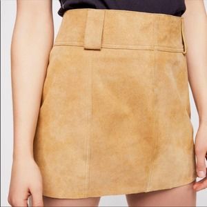Free People Tan Suede Mod Leather Mini Skirt
